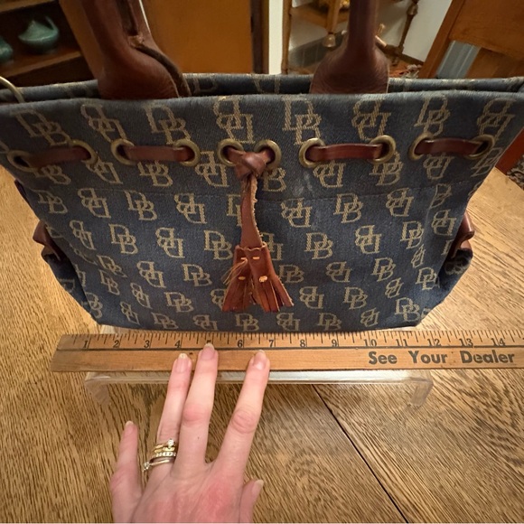 Dooney Bourke Denim Logo Small Satchel Leather Accents and Hang Tag. - Picture 15 of 16